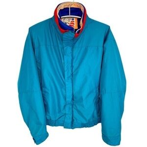 VTG 80s 90s EAGLES RIDGE FLEECE LINED TEAL & PINK FULL ZIP COLLARED JACKET, M